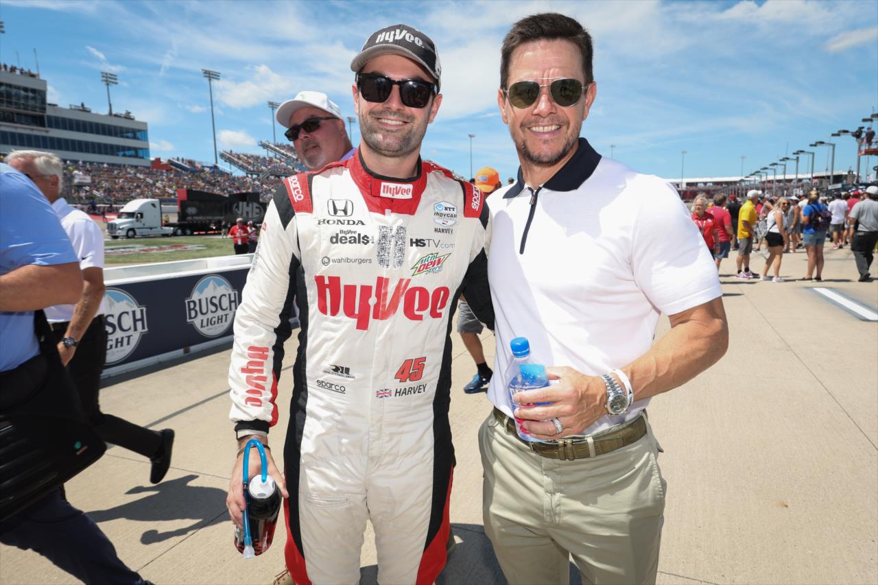 Jack Harvey and Mark Wahlberg - Hy-Vee Salute to Farmers 300 - By: Chris Owens -- Photo by: Chris Owens